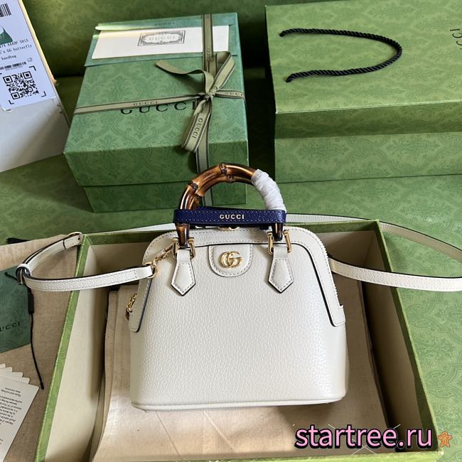 Gucci Diana Mini Leather Tote Bag In White - 1