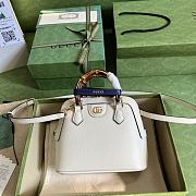 Gucci Diana Mini Leather Tote Bag In White - 1