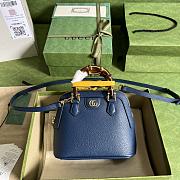 Gucci Diana Mini Leather Tote Bag In Navy Blue - 1