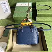 Gucci Diana Mini Leather Tote Bag In Navy Blue - 4