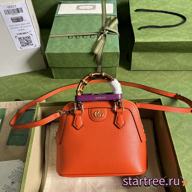Gucci Diana Mini Leather Tote Bag In Orange - 1