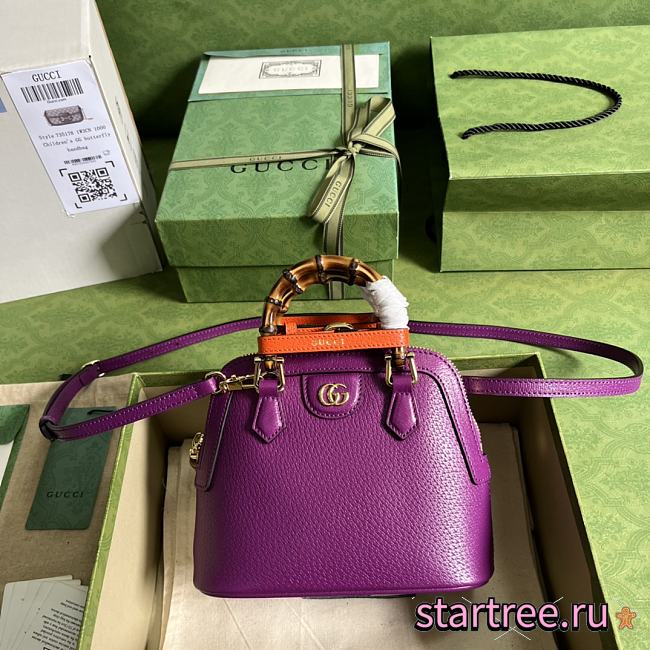 Gucci Diana Mini Leather Tote Bag In Purple - 1
