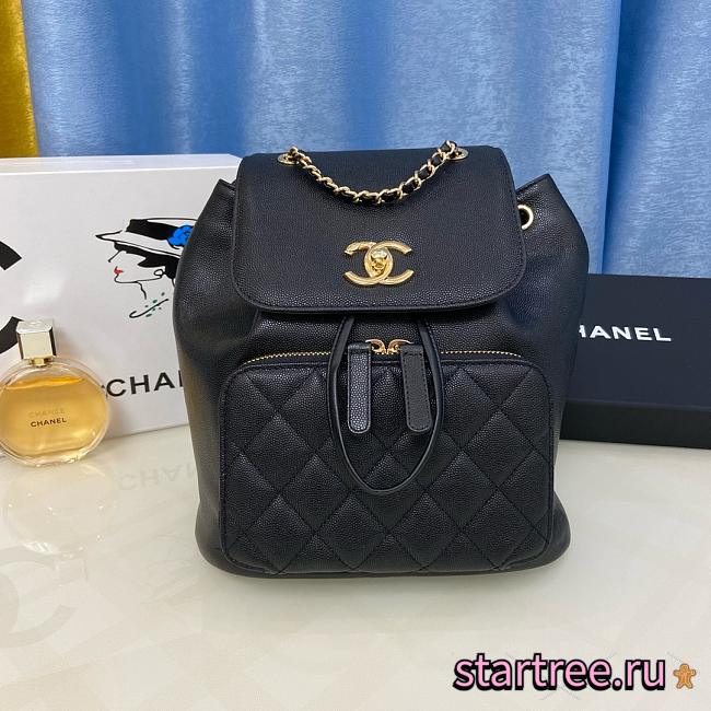 Chanel Fine Grain Embossed Calf Leather Backpack- 24x21x16cm - 1