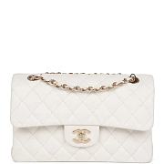 Chanel Small Classic Double Flap White Caviar Light Gold Hardware-23cm - 1