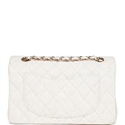 Chanel Small Classic Double Flap White Caviar Light Gold Hardware-23cm - 3