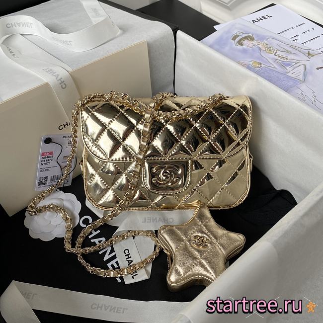 Chanel Small Flap Bag In Shiny Gold-23cm - 1