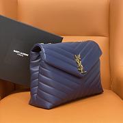 YSL| Loulou Chain Dark Blue Shoulder Bag Golden - 30x10x22cm - 5