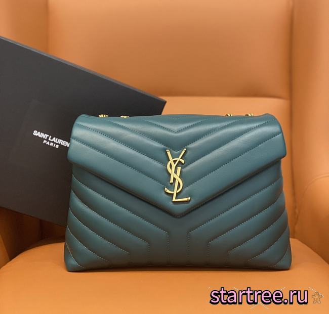 YSL| Loulou Chain Sea TurquoiseShoulder Bag Golden - 30x10x22cm - 1