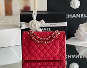 Chanel Small Classic Flap Calfskin Leather Bag Gold Red 23cm - 4