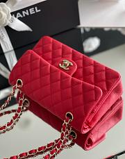 Chanel Small Classic Flap Calfskin Leather Bag Gold Red 23cm - 2