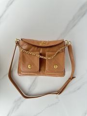 Chanel Double Pocket Hobo Bag Caramel Calfskin Gold Hardware-25x20x8cm - 2