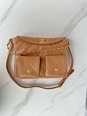 Chanel Double Pocket Hobo Bag Caramel Calfskin Gold Hardware-30x24x10cm - 1