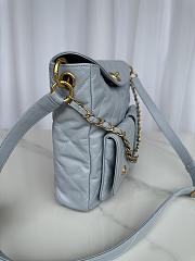 Chanel Double Pocket Hobo Bag Blue Calfskin Gold Hardware-30x24x10cm - 5