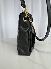 Chanel Double Pocket Hobo Bag Black Calfskin Gold Hardware-30x24x10cm - 3