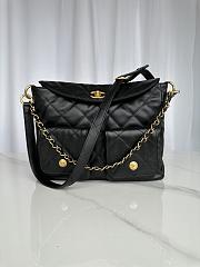 Chanel Double Pocket Hobo Bag Black Calfskin Gold Hardware-30x24x10cm - 2
