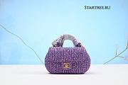 Chanel Mini Sequin Flap Bag with Top Handle Purple Tweed Antique Gold Hardware - 1