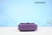 Chanel Mini Sequin Flap Bag with Top Handle Purple Tweed Antique Gold Hardware - 3
