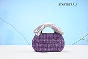 Chanel Mini Sequin Flap Bag with Top Handle Purple Tweed Antique Gold Hardware - 2
