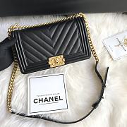 Chanel Chevron Medium Boy Bag Black Calfskin Gold Hardware - 4