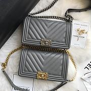 Chanel Chevron Medium Boy Bag Grey Calfskin Gold/Silver Hardware - 1