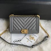 Chanel Chevron Medium Boy Bag Grey Calfskin Gold/Silver Hardware - 3