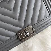 Chanel Chevron Medium Boy Bag Grey Calfskin Gold/Silver Hardware - 5