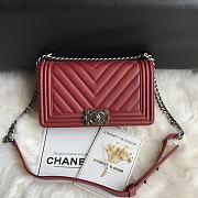 Chanel Chevron Medium Boy Bag Burgundy Calfskin Gold/Silver Hardware - 5