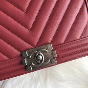 Chanel Chevron Medium Boy Bag Burgundy Calfskin Gold/Silver Hardware - 2