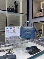 CHANEL Cosmetic Bag With Handle in Blue - 1