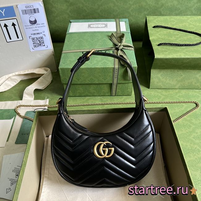 Gucci GG Marmont Half-moon Mini Shoulder Bag Black - 1