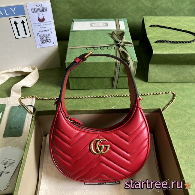Gucci GG Marmont Half-moon Mini Shoulder Bag Red - 1