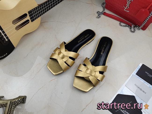 YSL SLIP-ON FLAT IN GOLD - 1