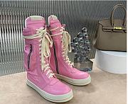 Rick Owens Pink Leather Sneaker Boots - 1