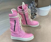 Rick Owens Pink Leather Sneaker Boots - 3