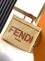 Fendi Tote Sunshine Medium Brown and natural straw shopper - 1