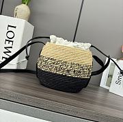 Loewe Beehive Basket bag in Raffia and Calfskin in Black - 5