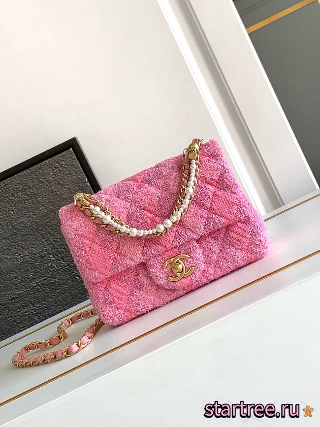 CHANEL TWEED Flap Bag Pink-18*13*7cm - 1