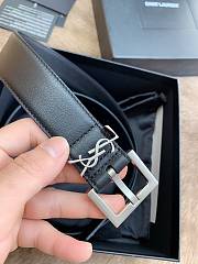 YSL Belt IN SHINY BOX SAINT LAURENT LEATHER Silver-3cm - 4