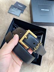 YSL Belt IN SHINY BOX SAINT LAURENT LEATHER Gold-3cm - 2