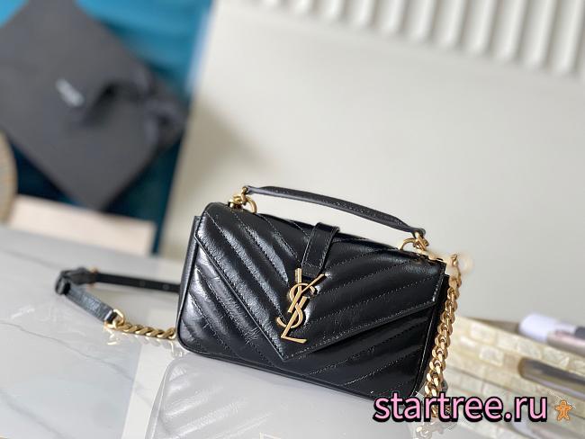 YSL Saint Laurent College Mini Chain Bag In Shiny Crackled Leather - 1