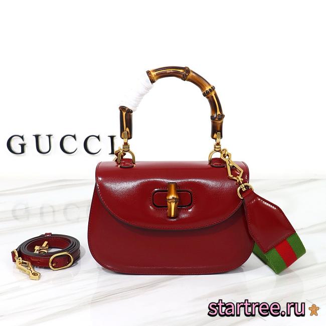 GUCCI BAMBOO 1947 SMALL BAG RED-21*15*7CM - 1