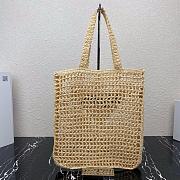 PRADA Raffia Embroidered Logo Tote Bag  - 3