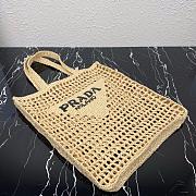 PRADA Raffia Embroidered Logo Tote Bag  - 2