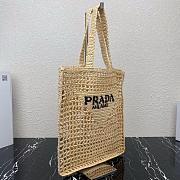 PRADA Raffia Embroidered Logo Tote Bag  - 4