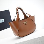 Prada Medium Leather Tote Bag In Caramel - 5