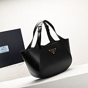 Prada Medium Leather Tote Bag In Black - 3