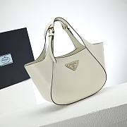 Prada Medium Leather Tote Bag In White - 5