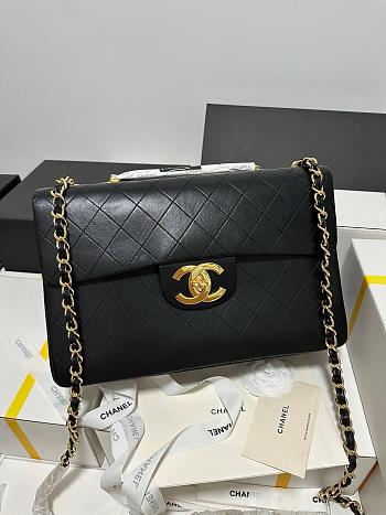 CHANEL | Vintage Black Quilted Lambskin Flap Bag - 34cm