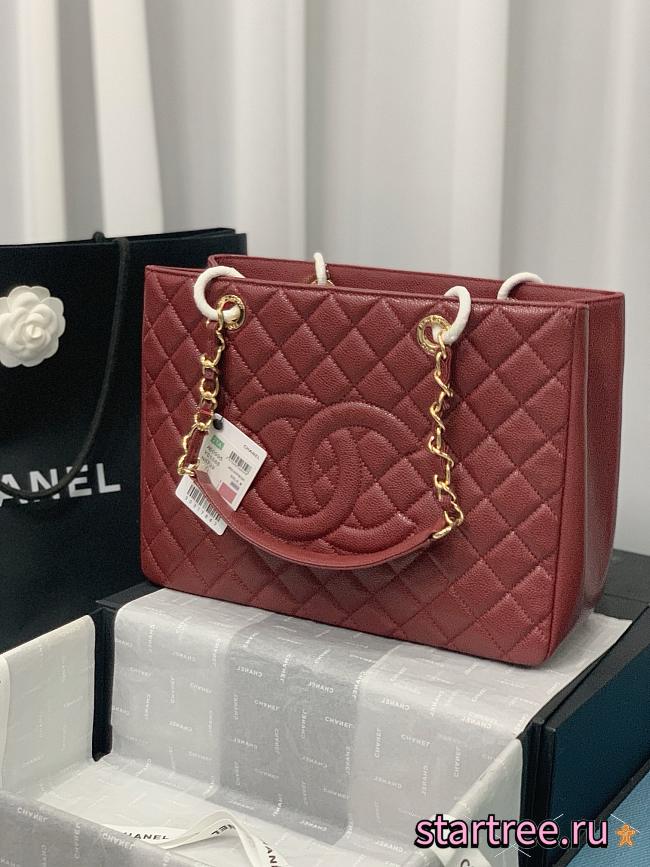 Chanel GST Shopping Tote Bag Caviar Dark Red-24*33*13cm - 1