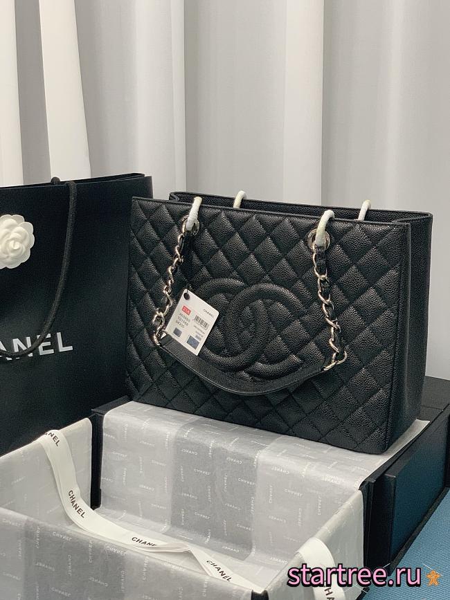 Chanel GST Shopping Tote Bag Caviar Black In Silver Hardware-24*33*13cm - 1